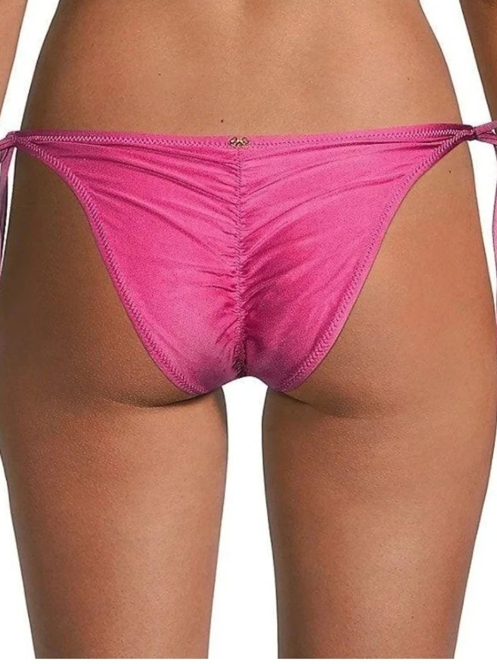 PQ Swim | Women's Pink Ruched Side Tie Bikini Bottom | NWT